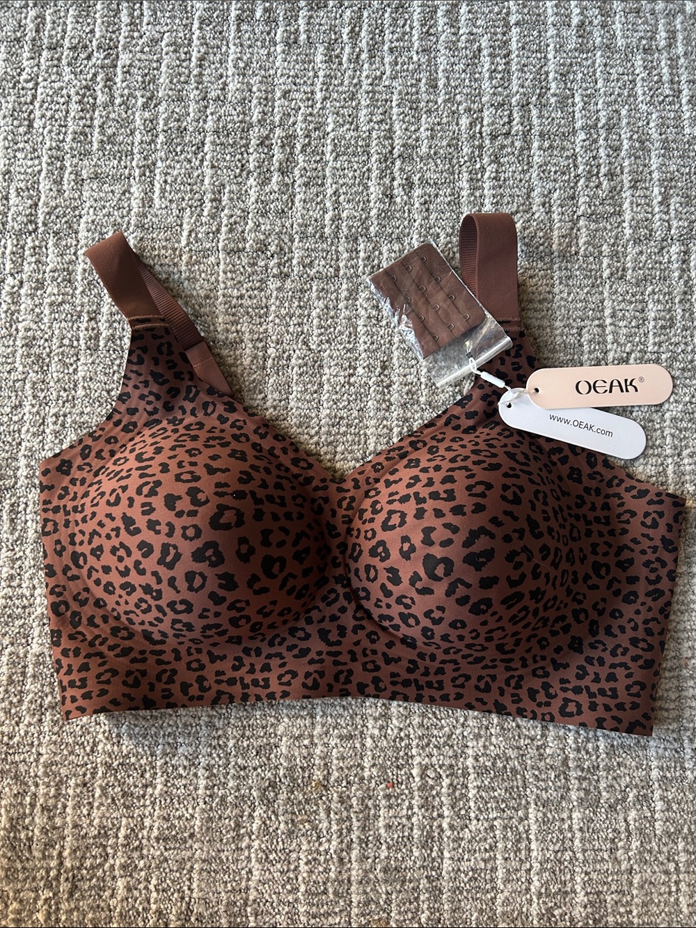 Wireless Leopard-Print Comfort Bra in Brown - Picture 3 of 6